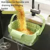 Cesto Drenante Dobrável Retrátil de Pendurar, Prateleira para Torneira Específica para Pia de Cozinha, Filtro de Resíduos, Cesto de Armazenamento para Lavar Vegetais