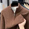 Suéter Cardigan Outono/Inverno 2027 Novo Estilo Casual Preguiçoso Retro Americano Tricô Gola V Jaqueta Cor Sólida Masculina