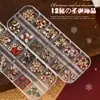 Joyería para Uñas 12 Compartimentos Aleación Diamante Navideño para Uñas Navideño Estereoscópico Copo de Nieve Reno Manzana Guirnalda Diamante Metálico para Uñas
