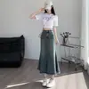 Falda Vaquera Retro para Mujer, Nuevo Estilo Primavera y Verano, Tiro Alto, Adelgazante, Deshilachada, Falda Midi Cola de Pescado, Tendencia de Otoño