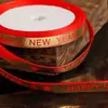 Feliz Ano Novo Fita Vermelha Dourada Folheada Decoração de Bolo Decoração de Sobremesa de Véspera de Ano Novo