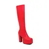 Botas altas hasta la rodilla con cremallera lateral para mujer, botas largas de invierno y otoño de estilo transfronterizo con punta cuadrada, botas de tacón ultra alto para mujer, botas versátiles de tacón cuadrado de talla grande