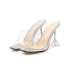 Lazada Sandálias Femininas Comércio Exterior Europeu e Americano Grande Tamanho De salto fino Arco quadrado Sandálias de salto alto da moda