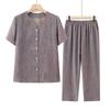 Ropa para mujeres de mediana edad y mayores, cárdigan de verano de manga corta para señora mayor, ropa para madres, camisa fina de verano para abuelas, traje de dos piezas