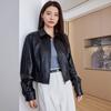 Chaqueta de Cuero Genuino de Oveja con Cera de Aceite Vintage Nueva para Primavera y Otoño para Mujer, Abrigo de Cuero Holgado de Moda Workwear