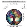 Árbol de la vida natural transfronterizo, decoración de ventana acrílica de color, colgante de vidrio texturizado con cadena para sala de estar y porche.
