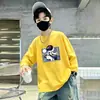 Camiseta Base de Manga Larga de Algodón Puro para Niños Guapos, Tallas Mediana y Grande, Nueva Colección Primavera/Otoño 2026, Top Holgado Versátil