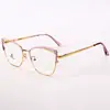 Armazones de Gafas de Metal a la Moda con Incrustaciones de Diamantes Estilo Ceja, Armazones Calados para Viajeros, Gafas de Negocio Anti-Luz Azul Sin Graduación