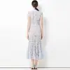 Nuevo Vestido de Sirena Elegante Estilo Chanel para Otoño 2025, Delgado en la Cintura, Hueco, de Manga Corta, con Encaje