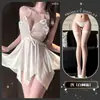 Lencería sexy Hemei, sin espalda, seductora, malla transparente, ardiente, transparente, cuello halter de mariposa, camisón con tirantes, ropa de dormir, uniforme de puro deseo