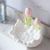 Caja de Jabón de Cerámica con Flor Linda Drenante para el Hogar Creativa de Lujo Ligero Estante para Lavabo de Baño con Drenaje