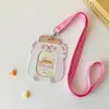 Portatarjetas con correa para el cuello de PU de dibujos animados Hisocute, protector de tarjeta de 3 pulgadas, estuche de almacenamiento para tarjeta de comida de estudiante, tarjeta de autobús