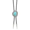Collar de Cuerda de Cera con Incrustaciones de Turquesa de Nuevo Estilo con Colgante Redondo Vintage en Relieve, Collar Original de Joyería de Nicho al por Mayor