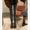 [Dos Versiones] Hebilla de Cinturón de Moda del Mismo Estilo que Mamá Uva Botas de Punta Redonda con Suela Gruesa Botas Cortas Versátiles Botas de Jinete