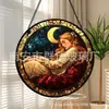 Belleza Iluminada por la Luna Colgante de Vidrio de Color Adorno de Vidrio para el Hogar Decoración de Ventana Atrapasoles para el Jardín