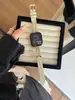 Metal de Cobre con Circonita Floral con Correa de Patrón de Cocodrilo Adecuado para Apple Watch iWatch 12ª Generación 11/10
