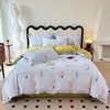 Suave juego de ropa de cama de lujo con estampado floral rosa, tela cepillada de doble cara engrosada, fresco y dulce, adecuado para todas las estaciones en el dormitorio