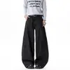 Jeans de Estilo Americano con Costura Expuesta y Dobladillo Curvo para Hombre, Pantalones Deconstruidos de Moda para Pareja de Primavera y Otoño, Pantalones Casuales de Pierna Ancha de Alta Moda