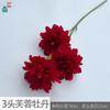 3 cabeças hibisco peônia único ramo colorido peônia casamento banquete salão vestir flor falsa arco de casamento arranjo de flores flor de seda