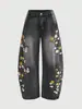 Pantalones de Mezclilla Lavada para Mujer Versátiles 2026 Pierna Ancha Recta Sueltos Decoración con Ojales Metálicos Comercio Exterior Europeo y Americano Transfronterizo