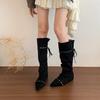 Botas Retrô Pontudas Franzidas Slouch para Mulheres, Dobráveis de Duas Formas de Usar, Botas Longas Slimming 'Hot Girl' Estilo Cowboy Ocidental