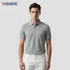 Camiseta de Verão Tecido Tecnológico de Seda de Gelo Secagem Rápida Costura Colada Sem Costura Manga Curta Masculina Sem Etiqueta Cor Sólida Camisa POLO Roupa de Trabalho Personalização