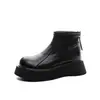 Botas de Estilo Británico para Mujer, Altura Corta, Pies Anchos, Botas de Cuero de Alta Gama para Mujer, Botines Retro Franceses con Cordones para Mujer