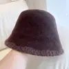 Sombrero de cubo lateral de felpa vintage japonés para mujer, sombrero de punto cálido de otoño e invierno, sombrero de cuenca de lana australiana, sombrero de pescador liso y elegante