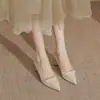 Zapatos de tacón de noche estilo coreano para mujer, tacón grueso, punta fina, zapatos de dama de honor, cómodos, no cansan los pies, tacones altos para mujer, tacón medio, estilo hada elegante