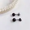 Aretes de Tuerca Geométricos de Estrella de Acero Titanio con Bolas de Acero Grandes y Pequeñas de Moda Simple al por Mayor de Fábrica de Venta Caliente Aretes Perforados Mujeres