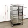 Jaula para Pájaros Grande de Acero Inoxidable a Prueba de Salpicaduras, Jaula para Loros, Jaula para Mynas, Jaula Doméstica Grande a Gran Escala Encriptada, Jaula Anti-Polvo de Plumas para Estorninos y Pájaros de Compañía