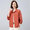 Colección nueva primavera y otoño 2026 estilo mamá para mujeres de mediana edad: Prenda exterior fina de algodón puro, elegante y de alta gama, con cuello de solapa