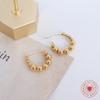 Marca estilo francés tamaño popular aretes geométricos de costura de cuentas redondas aretes acero titanio chapado oro 18K aretes F532