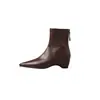 Botas elásticas de PU para mujer, botas estilizadas que aumentan la altura, nuevas botas de invierno y otoño con punta, tacón medio, cremallera trasera, botines elásticos para mujer