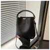 Moda Pequena Fresca Cor Sólida Feminina Grande Capacidade 2025 Nova Moda Macia Estilo Ocidental Casual Portátil Bolsa Balde Crossbody