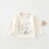 Primavera Outono Inverno Roupa Íntima de Manga Longa Infantil Suéter Macio de Algodão e Lã para Bebê Camiseta Estampada de Desenho Animado para Meninos e Meninas Top da Moda