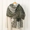 Patchwork de forro polar amigable con la piel con estampado de anacardo, adecuado para exportación y transmisiones en vivo transfronterizas, bufanda estampada de cachemira sintética cálida y amigable con la piel para otoño/invierno, chal versátil