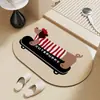 Alfombrilla de baño ovalada absorbente de tierra de diatomeas con forma de Dachshund, alfombrilla de baño antideslizante, felpudo para la entrada del baño, alfombra estampada
