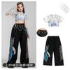 Conjunto de Ropa para Actuación de Jazz para Niñas Conjunto de Ropa para Práctica de Jazz Infantil Ropa Brillante de Cuero de Manga Corta para Street Dance para Niñas Moderna