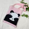 Bolsa de Tricô Ins Desenho Panda Feminina Moda para Carregar na Mão Grande Capacidade Bolsa de Ombro Bolsa Transversal Bolsa