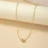 Colar com pingente de coração estilo coreano ins simples moda feminina design de nicho corrente para clavícula com letras atacado