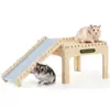 Bestseller Transfronteiriço Bukaxing: Esconderijo de Madeira Maciça para Pequenos Animais, Casa de Madeira para Hamster com Escada de Escalada, Decoração de Gaiola Interna, Casa para Pet