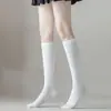 Medias Negras Ultra Finas para Mujer de Primavera y Verano hasta la Mitad de la Pantorrilla, Calcetines Negros y Blancos JK hasta la Rodilla