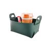 Caja de almacenamiento de cuero de escritorio personalizada de fábrica, cesta plegable para guardar cosméticos, refrigerios y artículos diversos con asa.