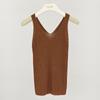 Camisola de Punto de Seda de Morera y Lana con Cuello en V para Mujer, Nuevo Estilo de Verano, Alta Elasticidad, Top Interior de Corte Ajustado
