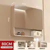 Gabinete de Espejo para Baño con Arco Elevado y Espeso Espejo Trasero Estante de Belleza Espejo Inteligente Montado en la Pared del Baño con Luz Antiniebla Almacenamiento