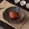 Soporte para Olla de Cerámica Gruesa Dorada Estilo Japonés Bandeja de Cerámica para Té de Burbujas Seco Ratán Bandeja de Almacenamiento de Agua Soporte Doméstico para Té Juego de Té