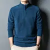 Sudadera de Otoño e Invierno para Hombre Joven y de Mediana Edad con Cuello Alto de Forro Polar Sudadera Base Capa Superior Moda Top de Forro Polar con Cuello Semi Alto