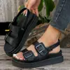 2026 Nuevas Sandalias de Verano Europeas y Americanas para Mujer con Hebilla, Zapatos Casuales de Playa, Suela Gruesa, Talla Grande, Sandalias Planas tipo Martin