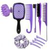 Traje de peine de peluquería doméstico transfronterizo Peine de cola puntiaguda Peine de dientes anchos Peine de maquillaje multifuncional Cepillo para cejas Lata para ver de alta presión Horquilla para el cabello